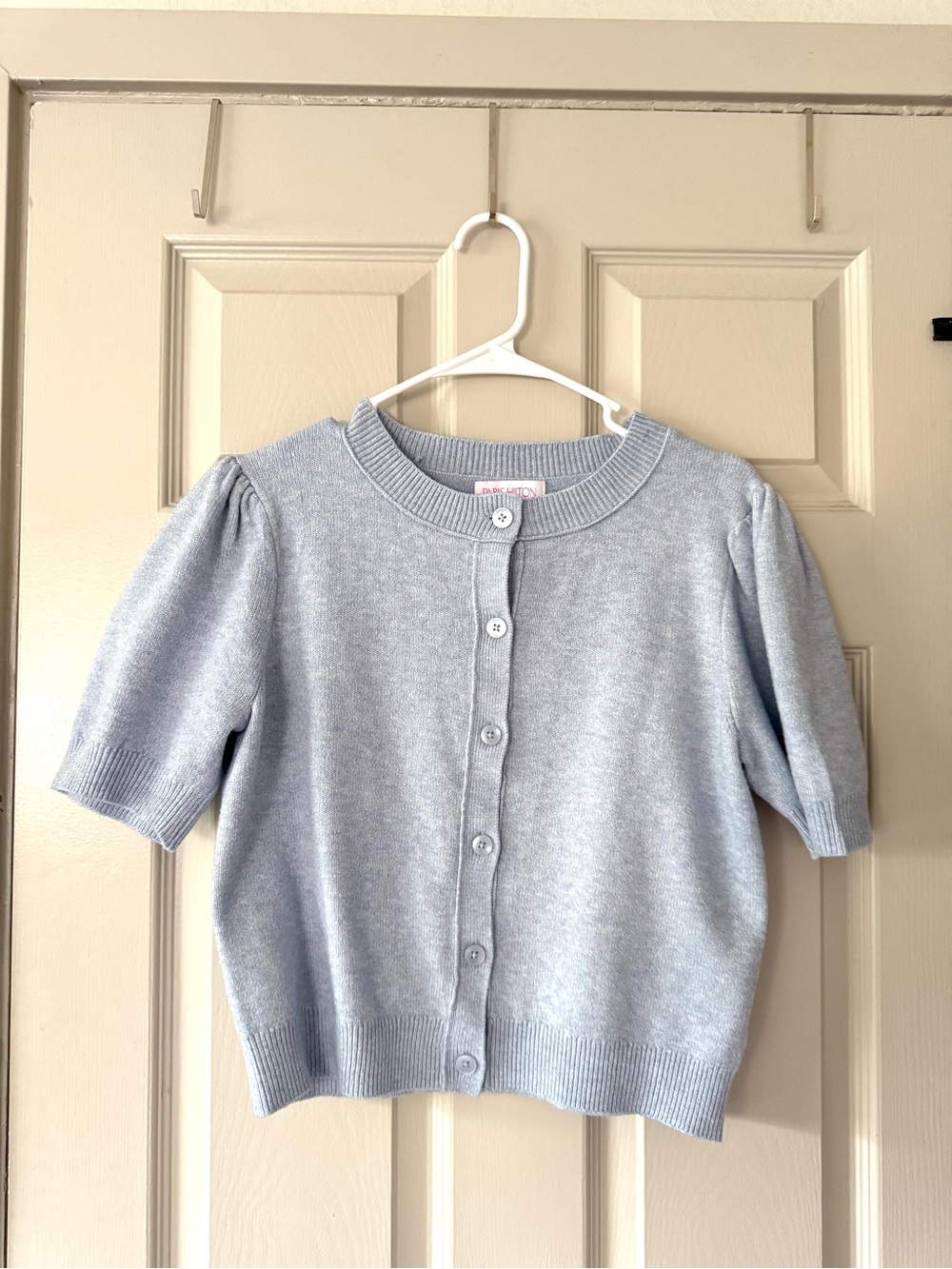 Paris Hilton Light Blue Short Sleeve Cardigan size large